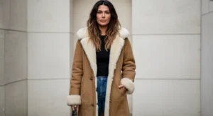 Women’s Brown Shearling Suede Trench Coat