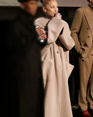 Ariana Grande Wicked Beige Wool Overcoat