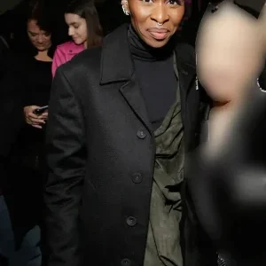 Cynthia Erivo Wicked 2025 Black Overcoat