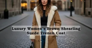 Women’s Brown Shearling Suede Trench Coat