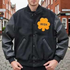 Norte Dame Letterman Black Varsity Jacket