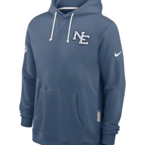 Nike We Are All New England Patriots 2025 Rivalries Sideline Dri-FIT Storm Blue Hoodie
