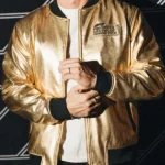 Formula-1-Las-Vegas-Grand-Prix-Gold-Bomber-Leather-Jacket