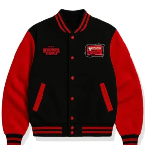 KFC X Stranger Things S5 Black Wool Varsity Jacket