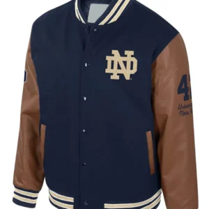 Colosseum Navy  Notre Dame Fighting Irish Letterman Full-Snap Varsity Jacket