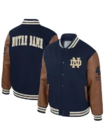 Colosseum Navy  Notre Dame Fighting Irish Letterman Full-Snap Varsity Jacket