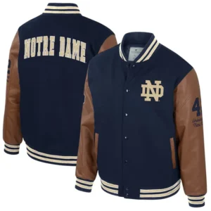 Colosseum Navy  Notre Dame Fighting Irish Letterman Full-Snap Varsity Jacket