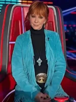 The Voice S28 Reba McEntire Blue Fringe Coat