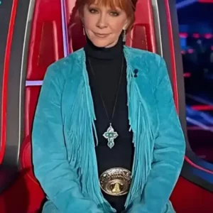 The Voice S28 Reba McEntire Blue Fringe Coat