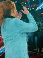 The Voice S28 Reba McEntire Blue Fringe Coat