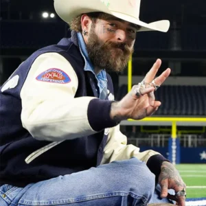 Post Malone Red Kettle Kickoff Cowboys Varsity Jacket