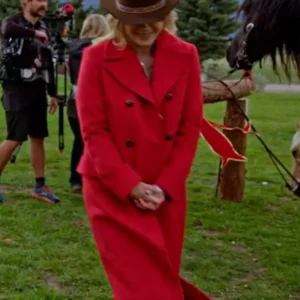 Alison Sweeney Red Wool Coat Finding Mr. Christmas S02