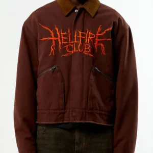 Stranger Things Hellfire Club Brown Cotton Jacket