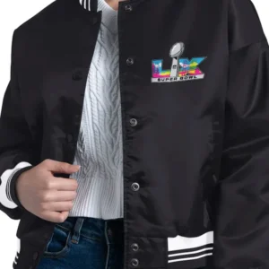 Super Bowl LX 2026 Starter Black Cropped Varsity Jacket