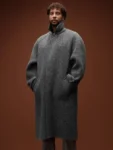 Disiz Try Try Try Grey Oversized Wool Coat