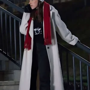 Eden Sher White Wool Coat A Keller Christmas Vacation