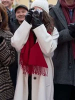 Eden Sher White Wool Coat A Keller Christmas Vacation - Image 2