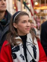 Eden Sher Red Wool Trench Coat Keller Christmas 2025