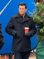 A Newport Christmas Wes Brown Black Wool Pea Coat