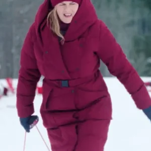 Alicia Silverstone Ex-Mas Burgundy Puffer Coat