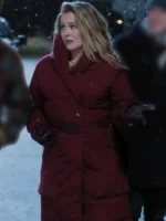 Alicia Silverstone Ex-Mas Burgundy Puffer Coat - Image 3