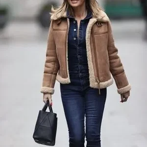 Amanda Holden Shearling Leather Jacket