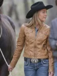 Amber Marshall Heartland Brown Leather Jacket for Women