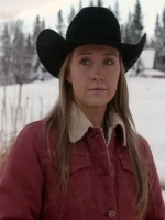 Amy Fleming Heartland Red Shearling Leather Jacket