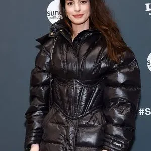 Anne Hathaway Black SFF Corset Puffer Jacket