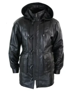 Black Men’s Hooded Toggle Wool Coat