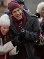 Brandon Routh Grey Wool Hooded Coat Keller Christmas