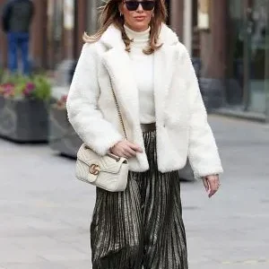 Amanda Holden Celebrity Style Faux Fur Jacket