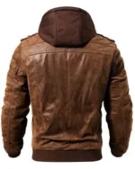 Men’s Brown Hooded Biker Jacket