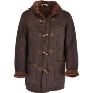 Men’s Long Brown Fur-Lined Winter Coat