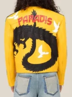 Dua Lipa Buenos Aires Dragon Yellow Leather Jacket