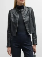 Women’s Black Leather Moto Jacket