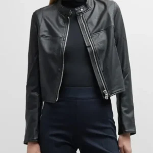 Women’s Black Leather Moto Jacket