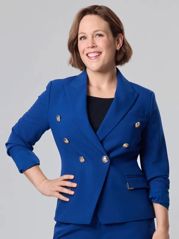 Erin Krakow Blue Blazer Coat Christmas Above Clouds Erin Krakow Blue Blazer Coat Christmas Above Clouds