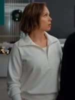 Erin Krakow White Sweatshirt Jacket Christmas Above Clouds