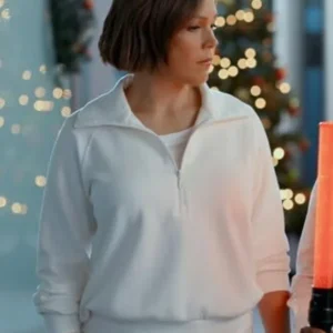 Erin Krakow White Sweatshirt Jacket Christmas Above Clouds