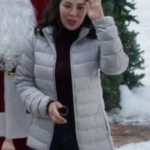 Janel Parrish Christmas on Duty Grey Puffer Jacket 2025