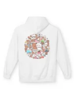 Bubu and Dudu Cartoon Black White Pink Hoodie - Image 2