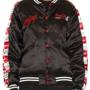 Coca Cola Racing Black Satin Varsity Jacket