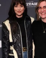 Dakota Johnson Quilted Black Leather Jacket