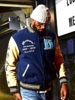 LeBron James Motown 60 Varsity Jacket Blue Beige - Image 2