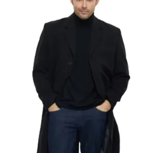 Jonathan Bennett Black Wool Coat Keller Christmas 2025