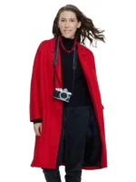 Eden Sher Red Wool Trench Coat Keller Christmas 2025