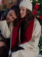 Eden Sher White Wool Coat A Keller Christmas Vacation - Image 3