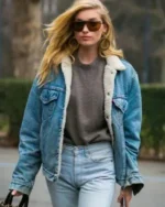 Elsa Hosk Street Style Blue Denim Jacket