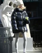 Elsa Hosk Street Style Oversized Puffer Jacket